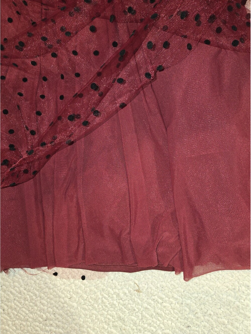 draper james Rsvp Skirt Sz XXL Burgundy Mesh Polka Dots Tulle Layers Whimsy Goth - Picture 6 of 9